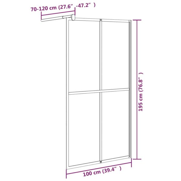 vidaXL Walk-in Shower Screen 39.4"x76.8" Dark Tempered Glass - Image 7