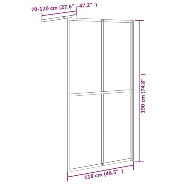 vidaXL Walk-in Shower Screen 46.5"x74.8" Dark Tempered Glass - Image 7