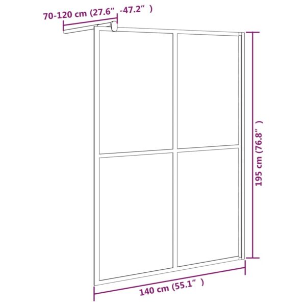 vidaXL Walk-in Shower Screen 55.1"x76.8" Dark Tempered Glass - Image 7