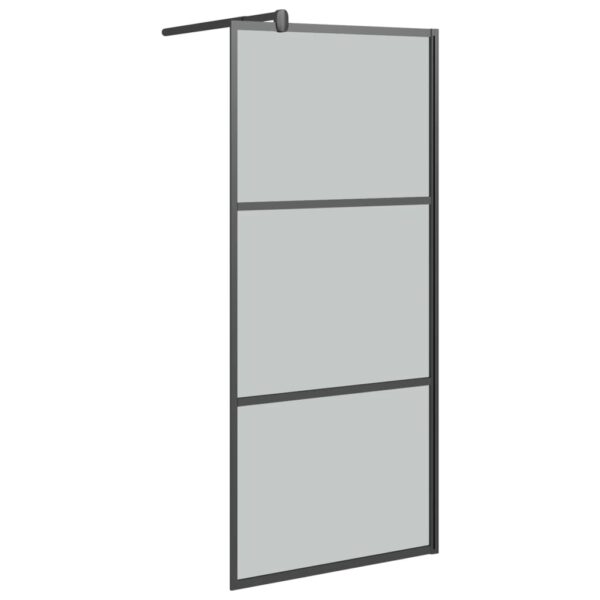 vidaXL Walk-in Shower Wall 31.5"x76.8" Dark ESG Glass Black - Image 2