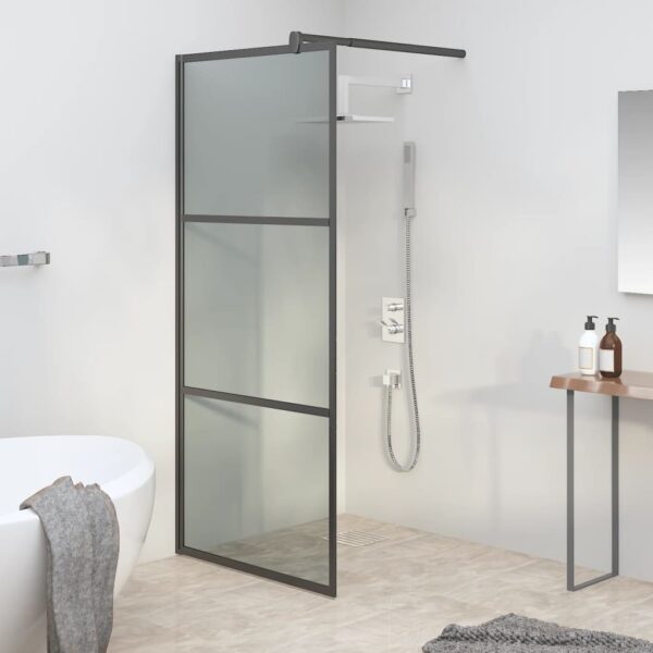 vidaXL Walk-in Shower Wall 31.5"x76.8" Dark ESG Glass Black