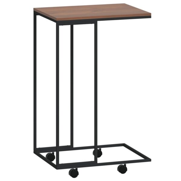 vidaXL Side Table with Wheels Black 15.7"x11.8"x25" Engineered Wood - Image 2