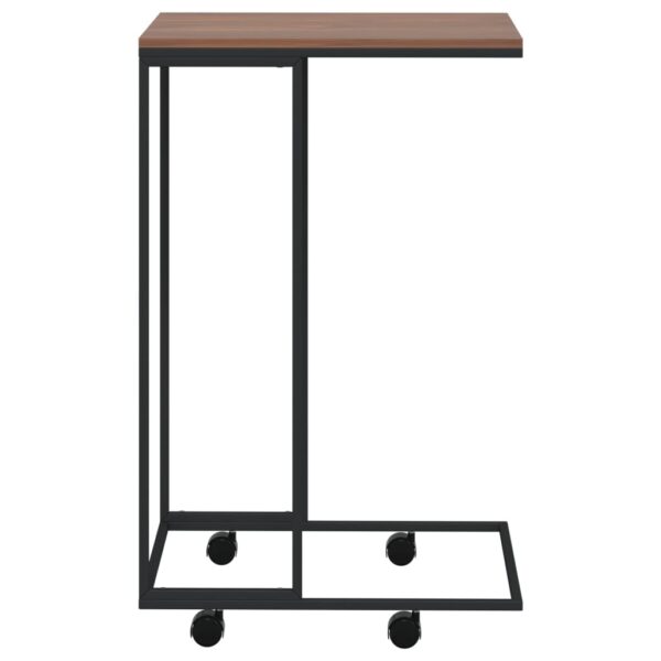 vidaXL Side Table with Wheels Black 15.7"x11.8"x25" Engineered Wood - Image 3