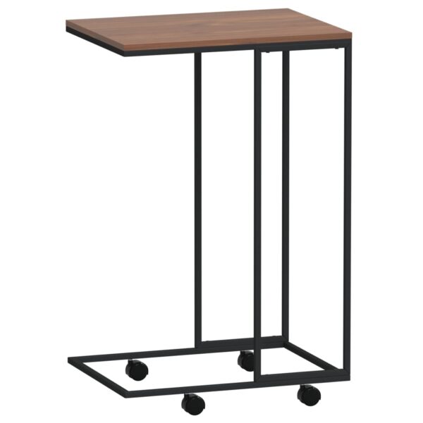 vidaXL Side Table with Wheels Black 15.7"x11.8"x25" Engineered Wood - Image 5