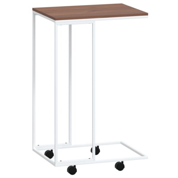 vidaXL Side Table with Wheels White 15.7"x11.8"x25" Engineered Wood - Image 2