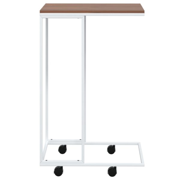 vidaXL Side Table with Wheels White 15.7"x11.8"x25" Engineered Wood - Image 3