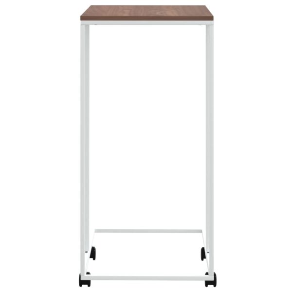 vidaXL Side Table with Wheels White 15.7"x11.8"x25" Engineered Wood - Image 4