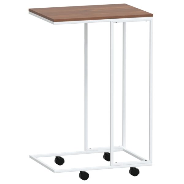 vidaXL Side Table with Wheels White 15.7"x11.8"x25" Engineered Wood - Image 5