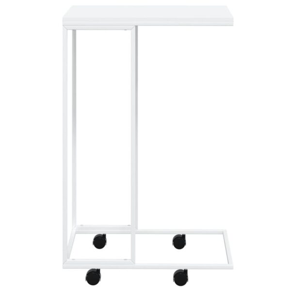 vidaXL Side Table with Wheels White 15.7"x11.8"x25" Engineered Wood - Image 3