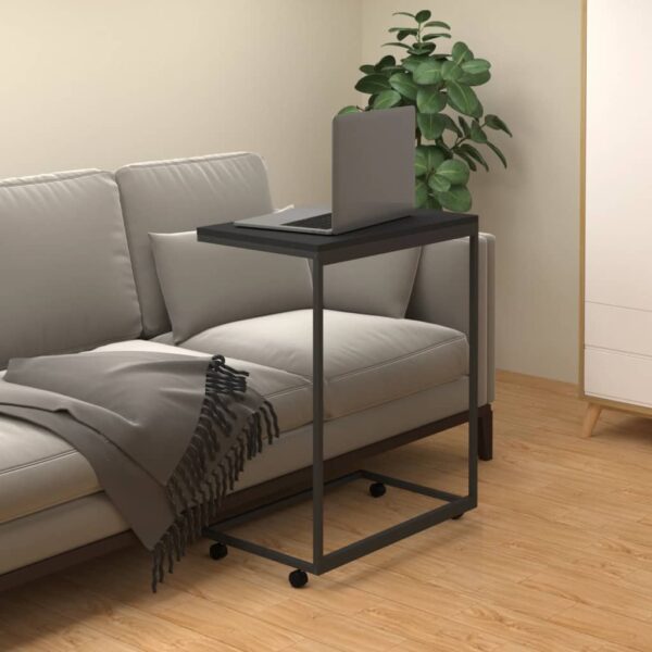 vidaXL Side Table with Wheels Black 21.7"x13.8"x27.6" Engineered Wood