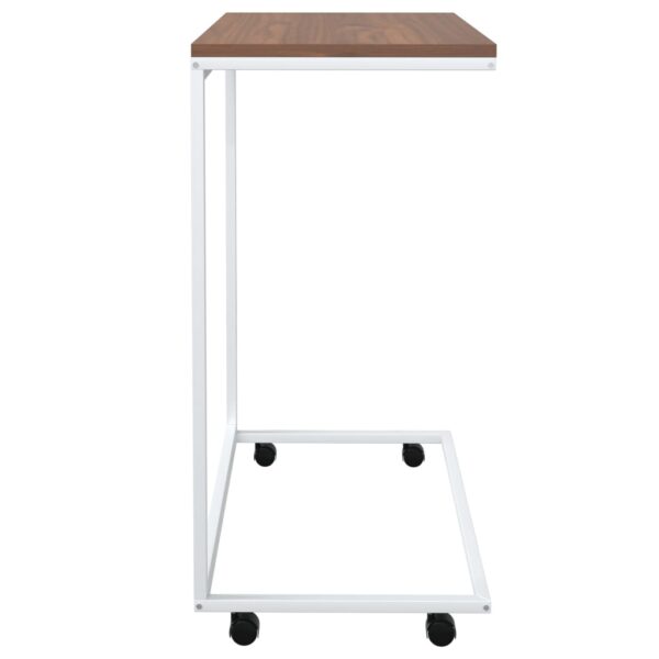 vidaXL Side Table with Wheels White 21.7"x13.8"x27.6" Engineered Wood - Image 4