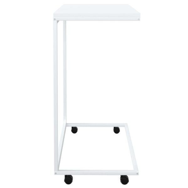 vidaXL Side Table with Wheels White 21.7"x13.8"x27.6" Engineered Wood - Image 4