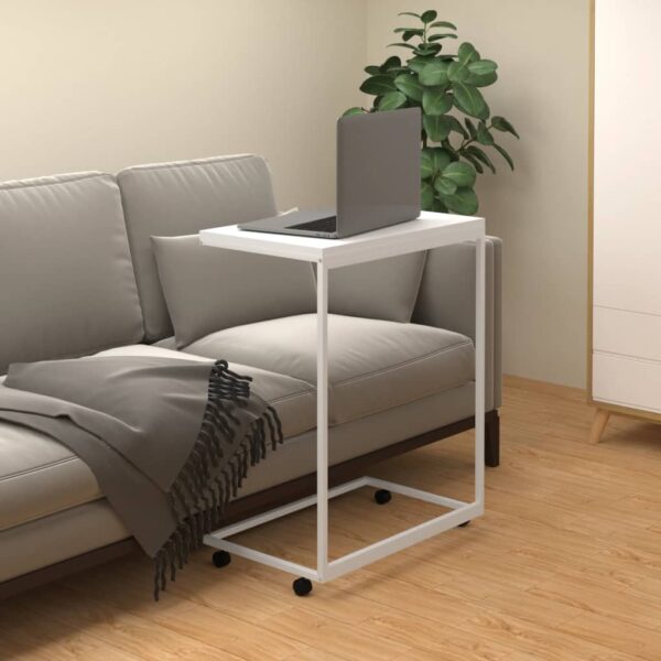 vidaXL Side Table with Wheels White 21.7"x13.8"x27.6" Engineered Wood