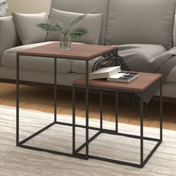 vidaXL Coffee Table Set 2 pcs Engineered Wood and Metal