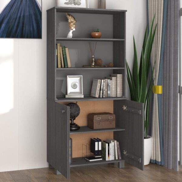 vidaXL Highboard HAMAR Solid Wood Pine Dark Gray - Image 7