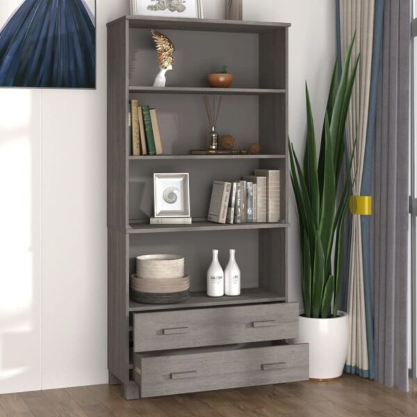 vidaXL Highboard HAMAR Solid Wood Pine Light Gray - Image 7