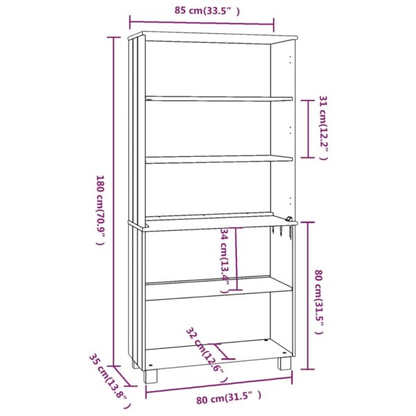 vidaXL Highboard HAMAR Solid Wood Pine White - Image 6