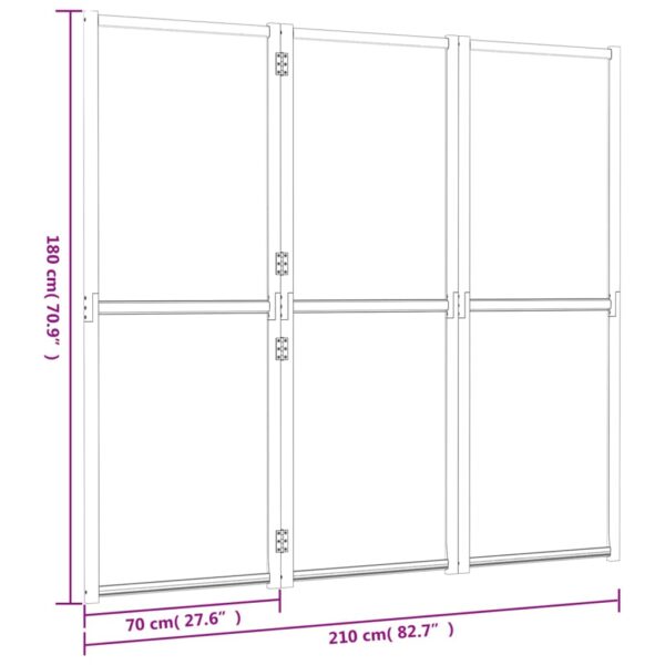 vidaXL 3-Panel Room Divider Black 82.7"x70.9" - Image 7