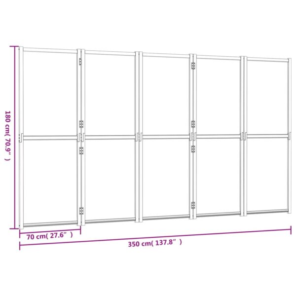 vidaXL 5-Panel Room Divider Black 137.8"x70.9" - Image 7