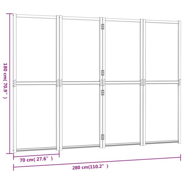 vidaXL 4-Panel Room Divider Cream White 110.2"x70.9" - Image 7