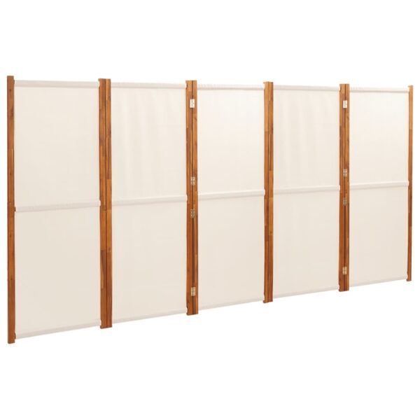 vidaXL 5-Panel Room Divider Cream White 137.8"x70.9" - Image 2