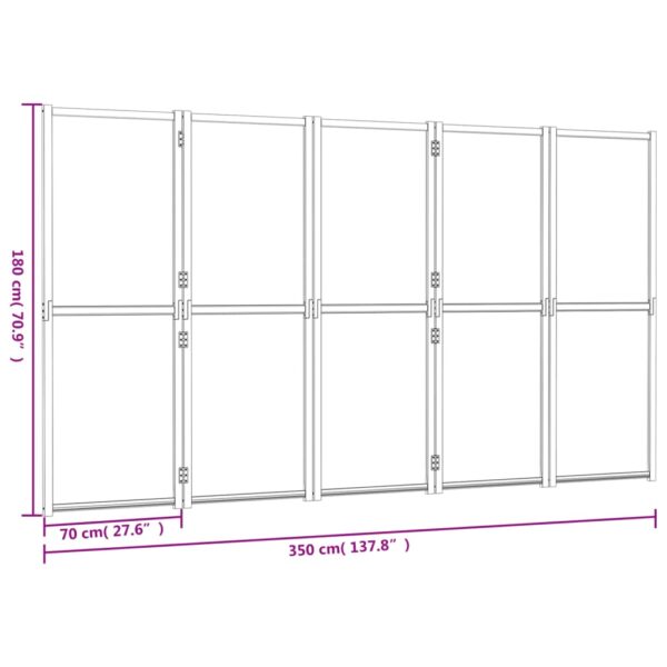 vidaXL 5-Panel Room Divider Cream White 137.8"x70.9" - Image 7