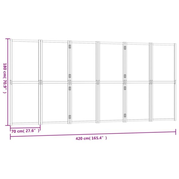 vidaXL 6-Panel Room Divider Cream White 165.4"x70.9" - Image 7