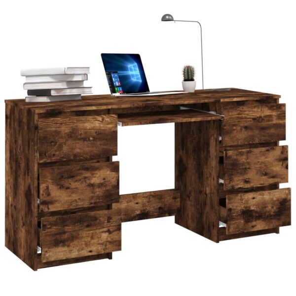 vidaXL Writing Desk Smoked Oak 55.1"x19.7"x30.3" Engineered Wood - Image 6