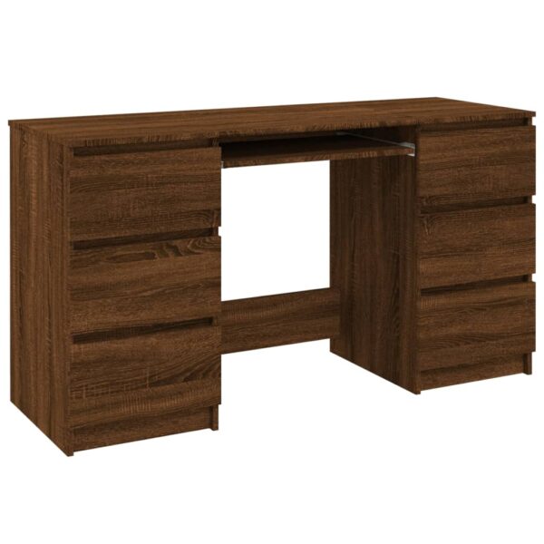 vidaXL Writing Desk Brown Oak 55.1"x19.7"x30.3" Engineered Wood - Image 2