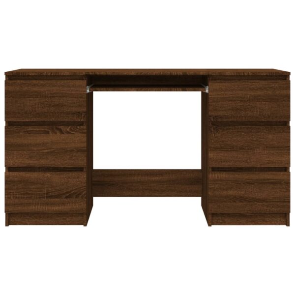 vidaXL Writing Desk Brown Oak 55.1"x19.7"x30.3" Engineered Wood - Image 3