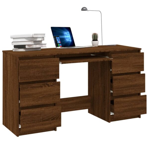 vidaXL Writing Desk Brown Oak 55.1"x19.7"x30.3" Engineered Wood - Image 6