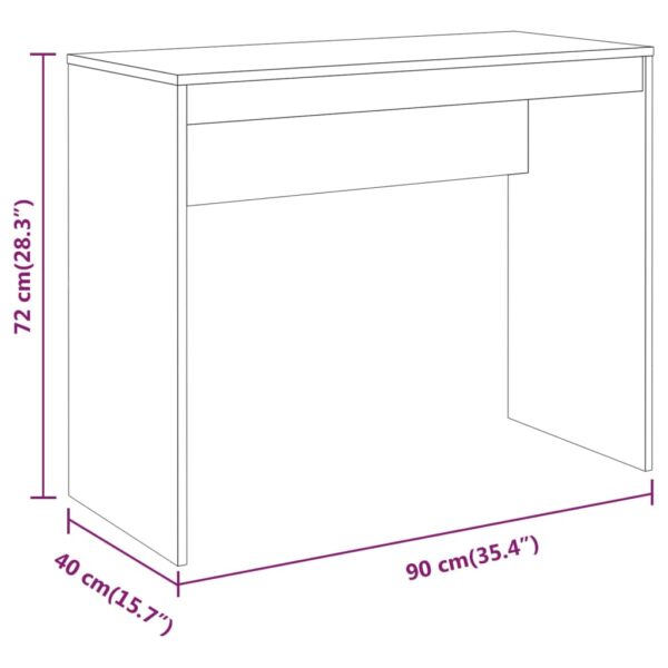 vidaXL Desk Smoked Oak 35.4"x15.7"x28.3" Engineered Wood - Image 8