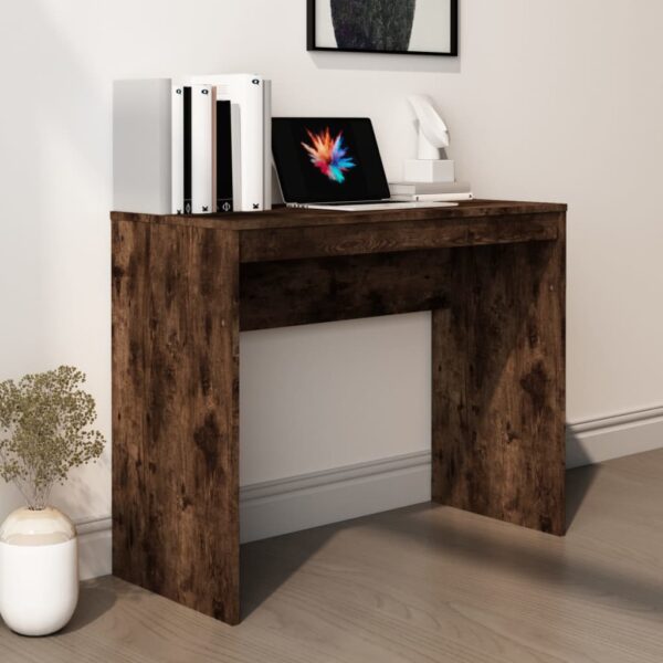 vidaXL Desk Smoked Oak 35.4"x15.7"x28.3" Engineered Wood