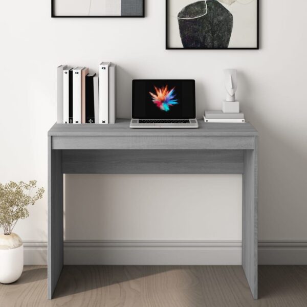 vidaXL Desk Gray Sonoma 35.4"x15.7"x28.3" Engineered Wood - Image 3