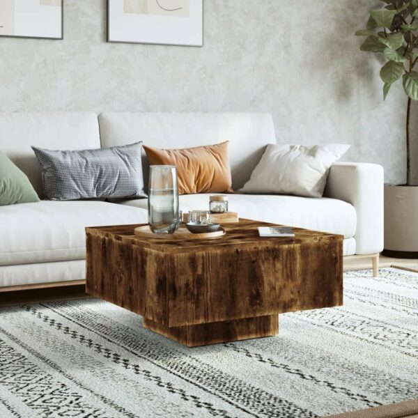 vidaXL Coffee Table Smoked Oak 23.6"x23.6"x12.4" Engineered Wood - Image 3