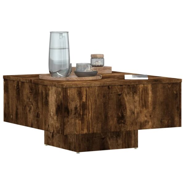 vidaXL Coffee Table Smoked Oak 23.6"x23.6"x12.4" Engineered Wood - Image 4