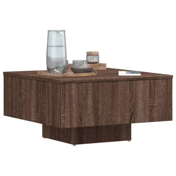 vidaXL Coffee Table Brown Oak 23.6"x23.6"x12.4" Engineered Wood - Image 4