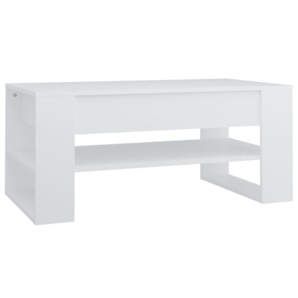 vidaXL Coffee Table White 40.2"x21.7"x17.7" Engineered Wood - Image 2