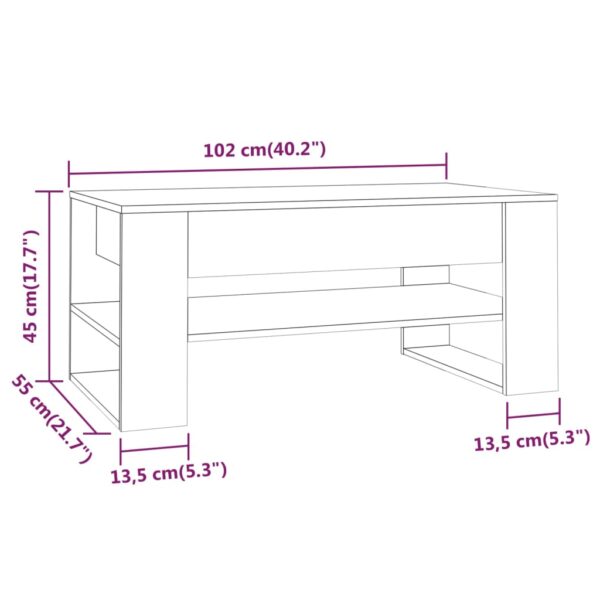 vidaXL Coffee Table White 40.2"x21.7"x17.7" Engineered Wood - Image 7