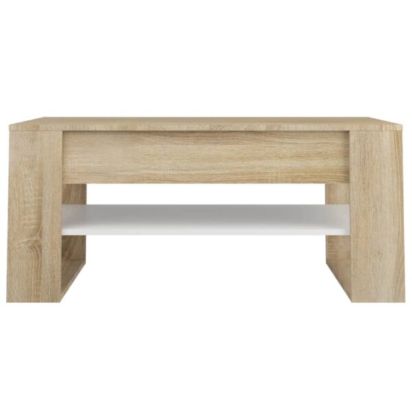 vidaXL Coffee Table White and Sonoma Oak 40.2"x21.7"x17.7" Engineered Wood - Image 3