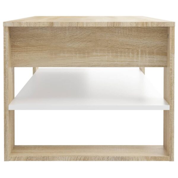 vidaXL Coffee Table White and Sonoma Oak 40.2"x21.7"x17.7" Engineered Wood - Image 4