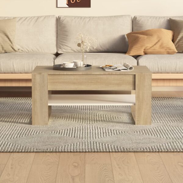 vidaXL Coffee Table White and Sonoma Oak 40.2"x21.7"x17.7" Engineered Wood - Image 5