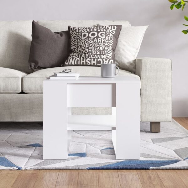 vidaXL Coffee Table White 21.9"x21.7"x17.7" Engineered Wood - Image 5