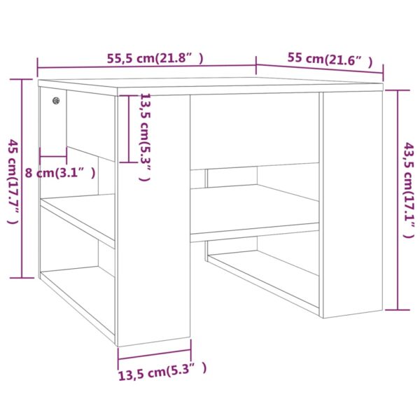 vidaXL Coffee Table White 21.9"x21.7"x17.7" Engineered Wood - Image 7