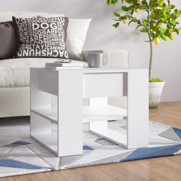 vidaXL Coffee Table White 21.9"x21.7"x17.7" Engineered Wood