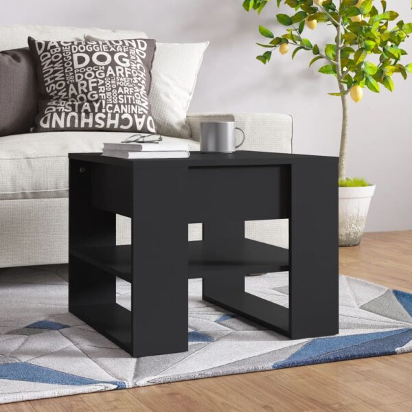 vidaXL Coffee Table Black 21.9"x21.7"x17.7" Engineered Wood