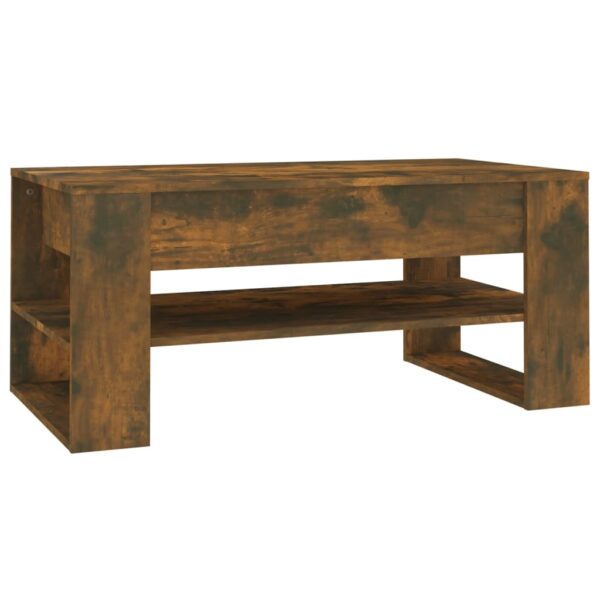 vidaXL Coffee Table Smoked Oak 40.2"x21.7"x17.7" Engineered Wood - Image 2