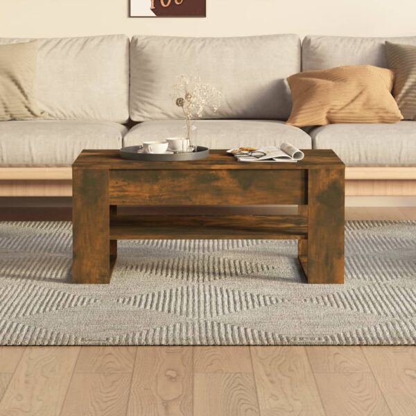 vidaXL Coffee Table Smoked Oak 40.2"x21.7"x17.7" Engineered Wood - Image 5