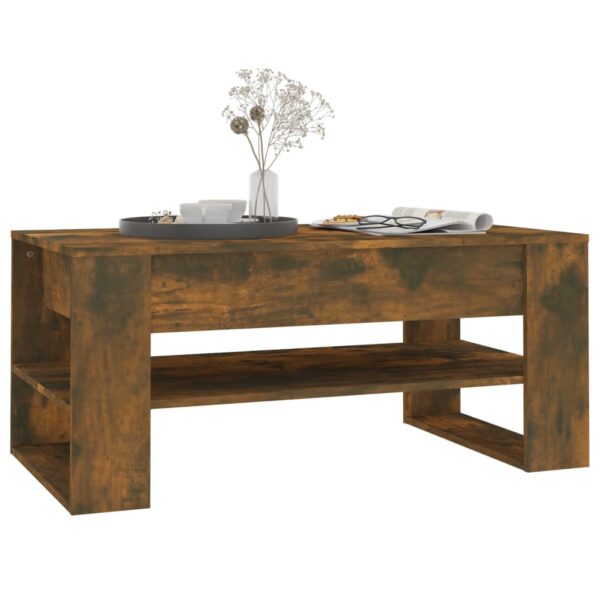 vidaXL Coffee Table Smoked Oak 40.2"x21.7"x17.7" Engineered Wood - Image 6