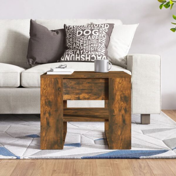 vidaXL Coffee Table Smoked Oak 21.9"x21.7"x17.7" Engineered Wood - Image 5